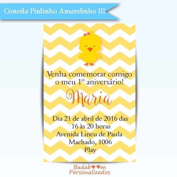 Arte Digital Para Convite Pintinho Amarelinho