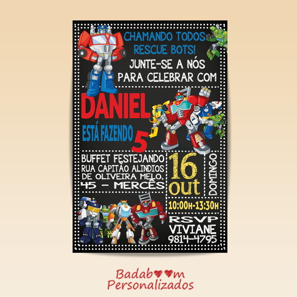 Arte Digital Para Convite Transformers