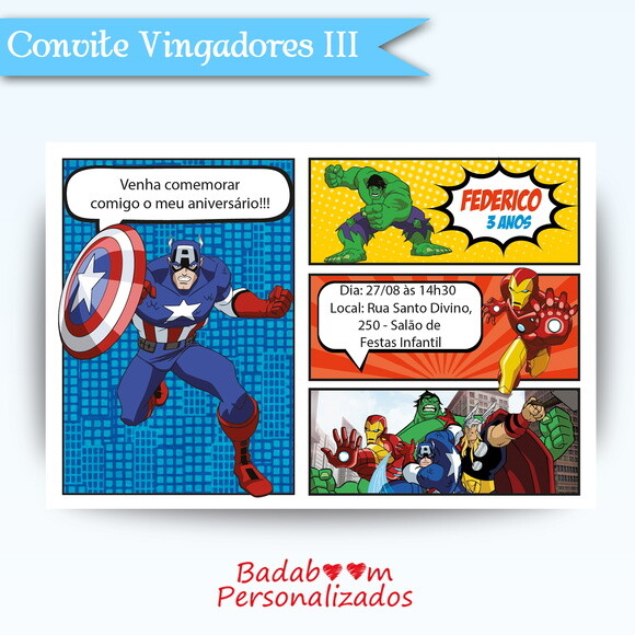 Arte Digital Para Convite Vingadores