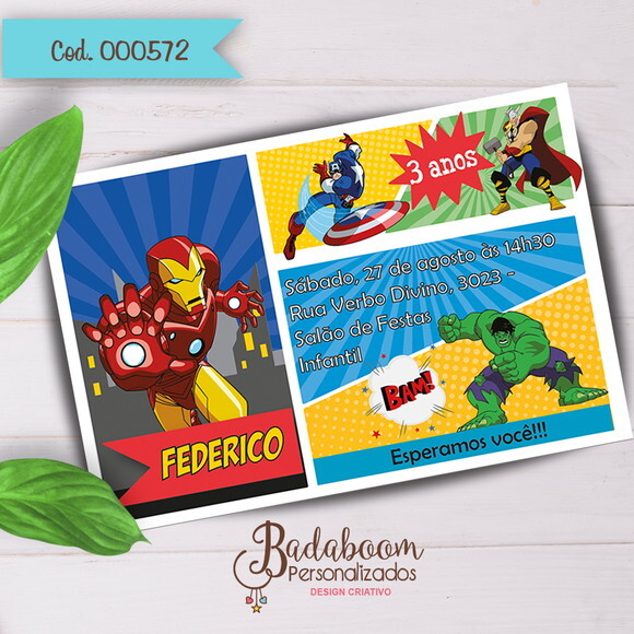 Arte Digital Para Convite Vingadores