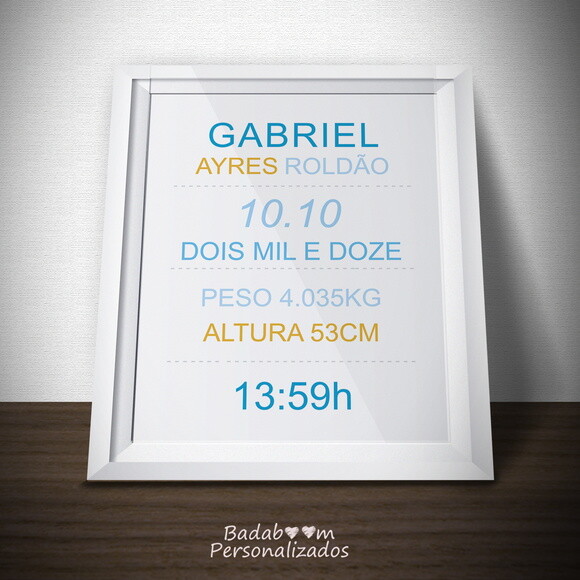 Arte Digital para Poster Dados do Bebê - C.805