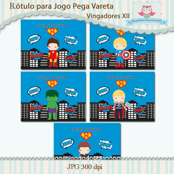 Arte Digital Para Rótulo para Jogo Pega Vareta Vingadores