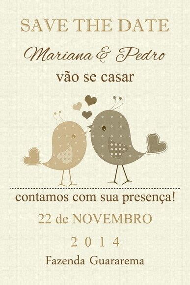 Arte Digital Para Save The Date Passarinhos