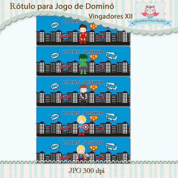 Arte Digital para Rótulo para Jogo Dominó Vingadores XII