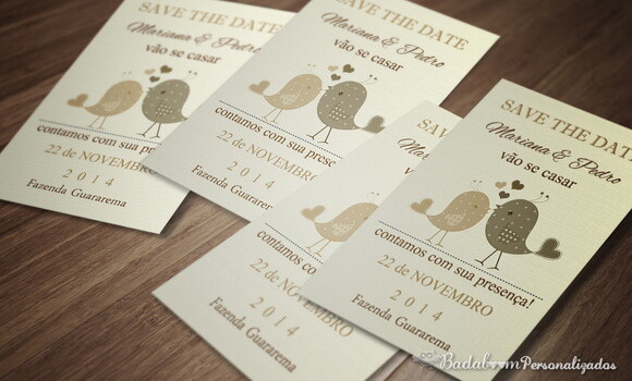 Arte Digital Para Save The Date Passarinhos