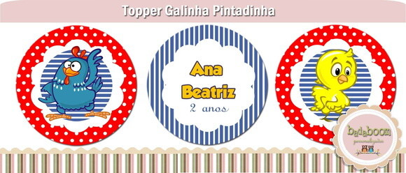Arte Digital para Topper Galinha Pintadinha
