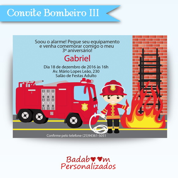 Arte Para Convite Bombeiro