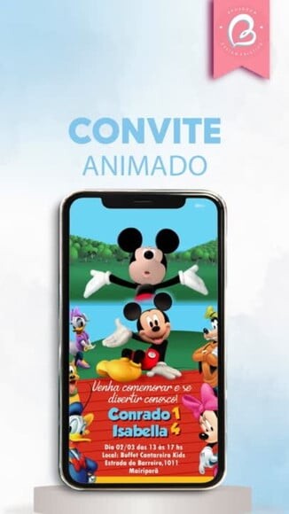 Convite Animado com Vídeo Mickey