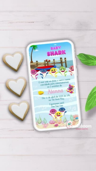 Convite Animado Gif Musical Baby Shark