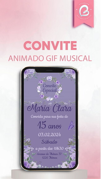 Convite Animado Gif Musical Floral