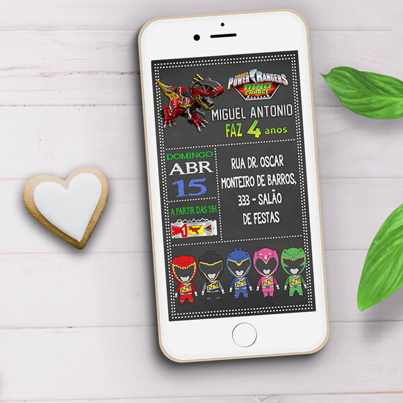 Convite Digital Power Rangers Dino Charge