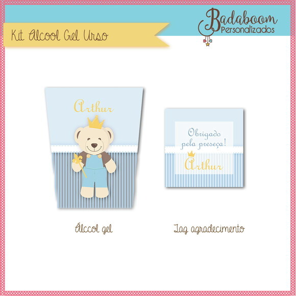 Kit Arte Digital Álccol Gel Urso