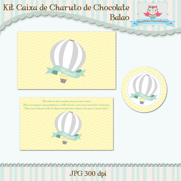 Kit Arte Digital Caixa De Charuto De Chocolate Balão