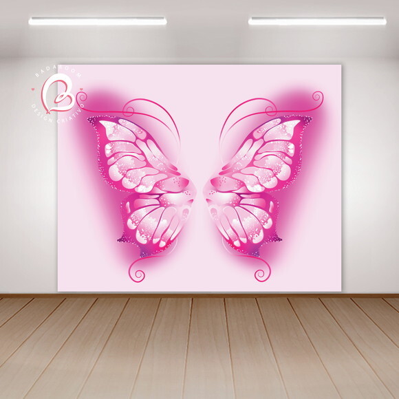 Kit Arte Digital Painel Borboleta Neon