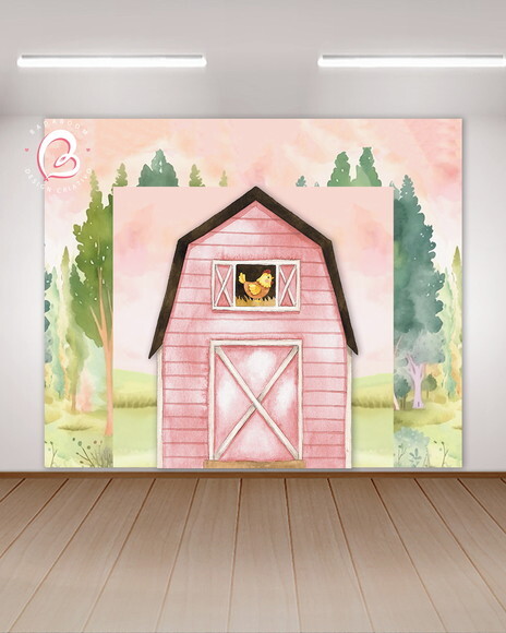 Kit Arte Digital Painel Fazendinha Rosa