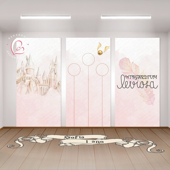 Kit Arte Digital Painel Harry Potter Rosa