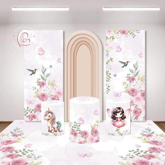 Kit Arte Digital Painel Jardim Encantado Aquarela