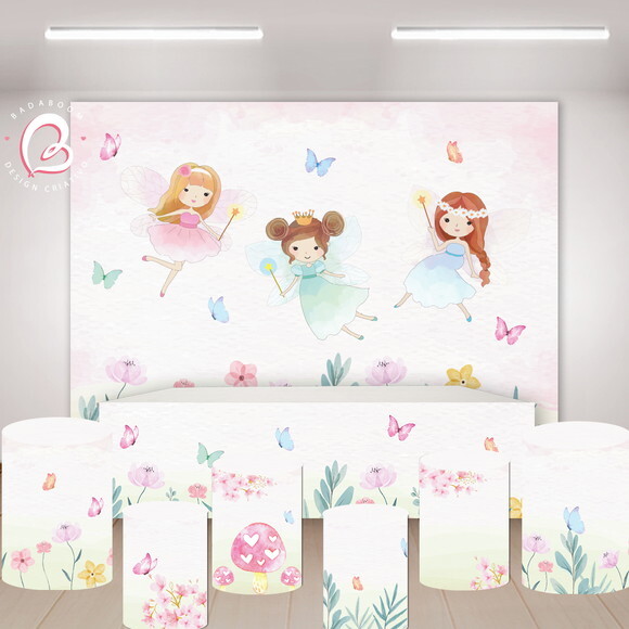 Kit Arte Digital Painel Jardim De Fadas