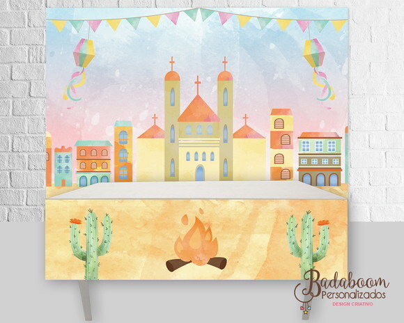Kit Arte Digital Painel Festa Junina Aquarela