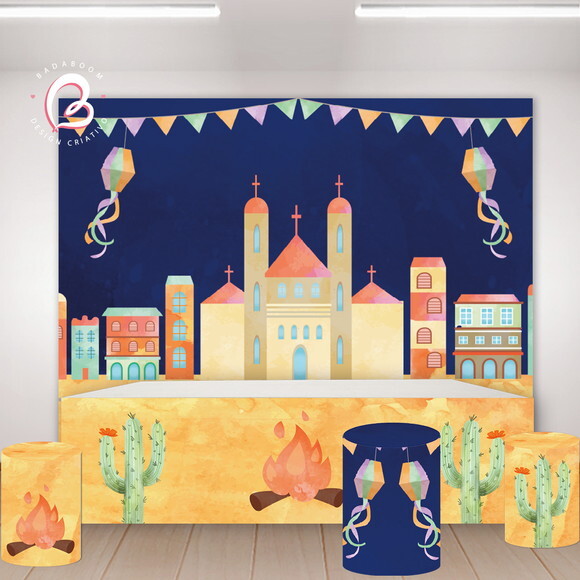 Kit Arte Digital para Painel Festa Junina Aquarela