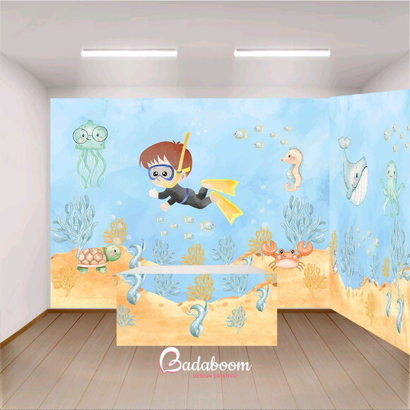 Kit Arte Digital Para Painel Fundo Do Mar