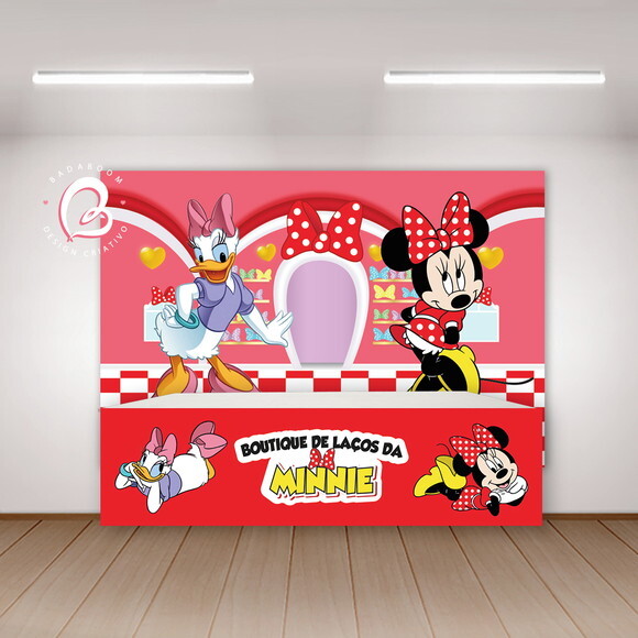Kit Arte Digital para Painel Loja de Laços da Minnie