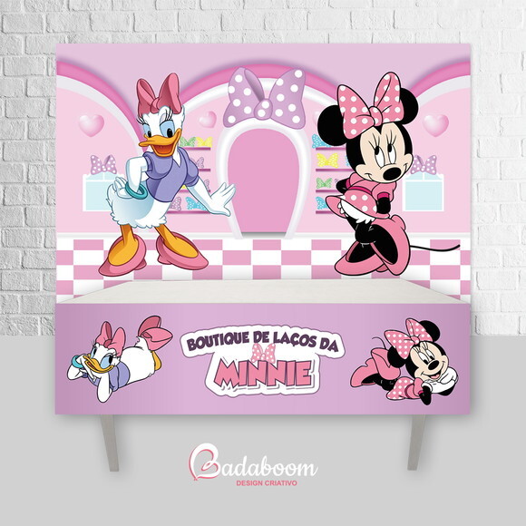 Kit Arte Digital para Painel Loja de Laços da Minnie