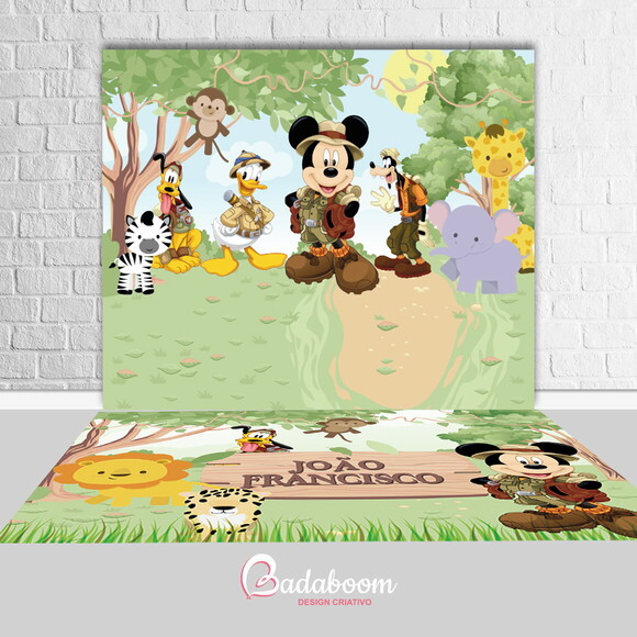 Kit Arte Digital Para Painel Mickey Safari - 1097