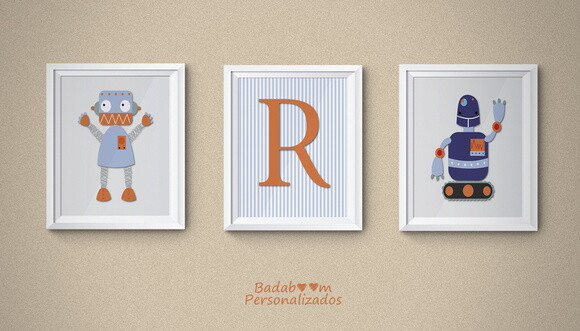 Kit Arte Digital para Poster Infantil Robôs II
