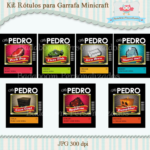 Kit Arte Digital Para Rótulos para Garrafa Minicraft