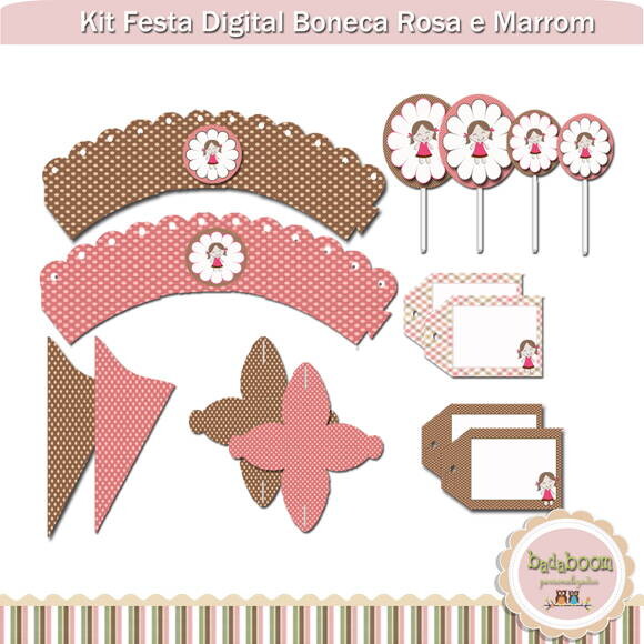 Kit Boneca Rosa e Marrom (arte)