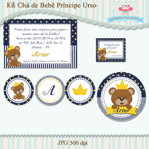 Kit Chá De Bebê Principe Urso