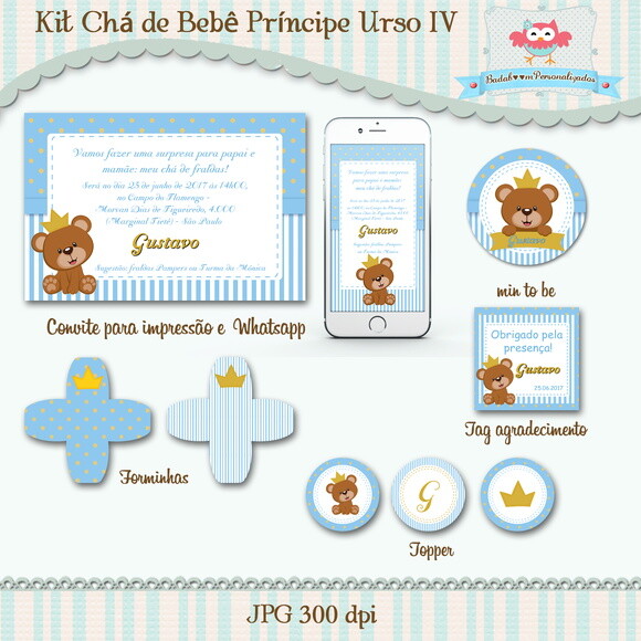 Kit Chá De Bebê Principe Urso