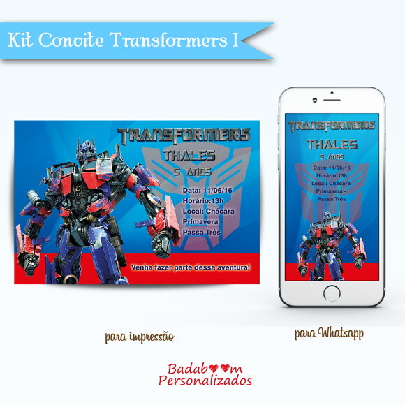 Kit Convite Transformers