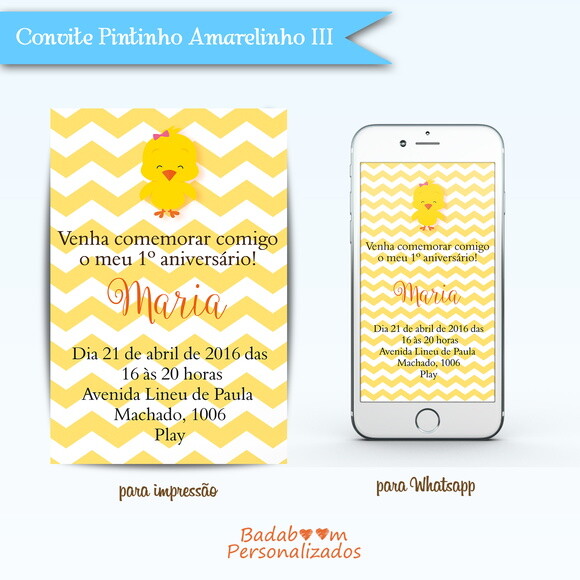 Kit Convite Pintinho Amarelinho