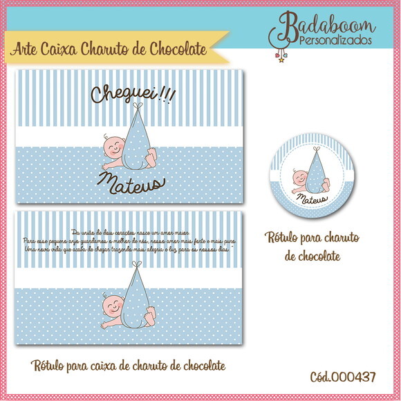 Kit Arte Digital Caixa de Charuto de Chocolate Menino