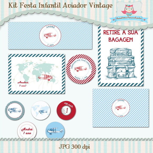 Kit Festa Infantil Aviador Vintage - C.131