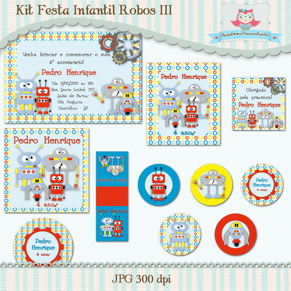 Kit Festa Infantil Robôs III