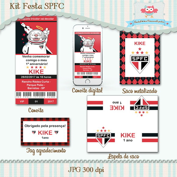Kit Festa Time de Futebol SPFC