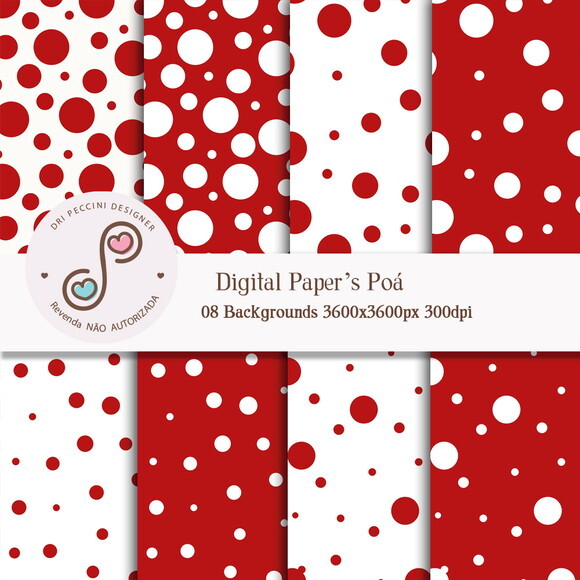 Kit Papéis Digitais Poá