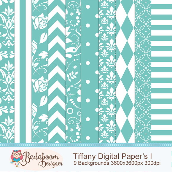Kit Papeis Digitais Azul Tiffany