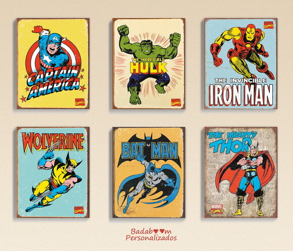 Kit Poster Heróis Vintage