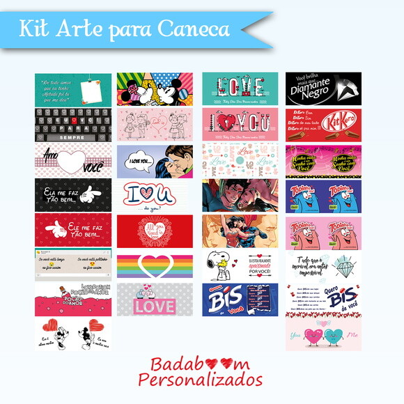 Pack Arte Digital Caneca Namorados