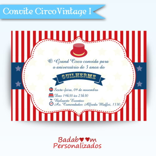 Arte Digital Convite Circo Vintage