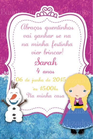 Arte Digital Convite Frozen