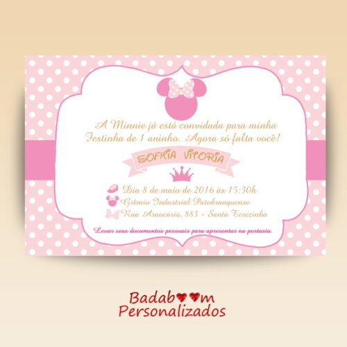 Arte Digital Convite Minnie
