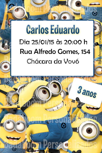 Arte Digital Convite Minions II