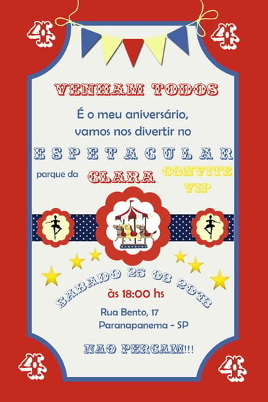 Arte Digital Convite Parque de Diversões