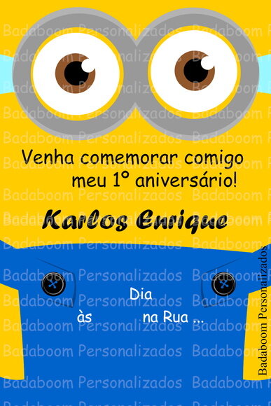 Arte Digital Convite Minions
