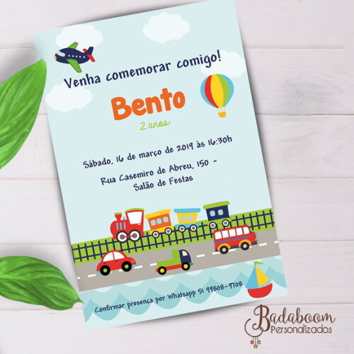 Arte Digital Convite Meios De Transporte